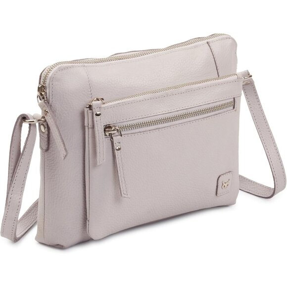 Women Ice Grey Imported Leather Polyester Crossbody Sling Shoulder Crossover Bag - Picture 1 of 6